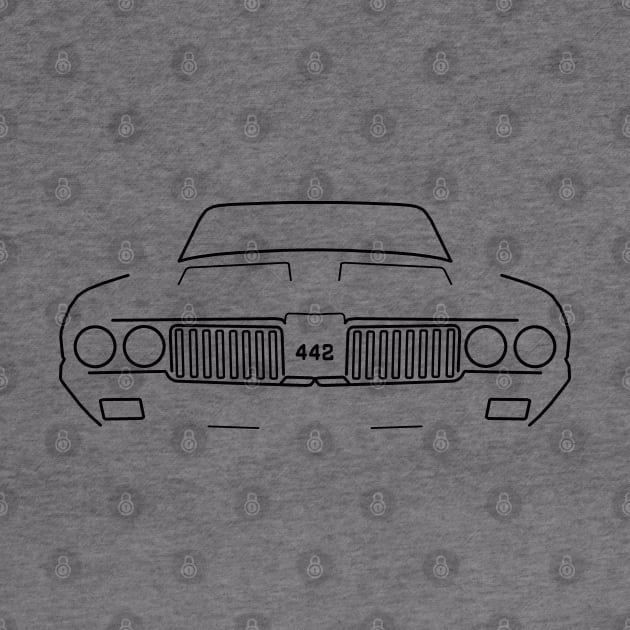 Oldsmobile Cutlass 442 classic car outline graphic (black) by soitwouldseem